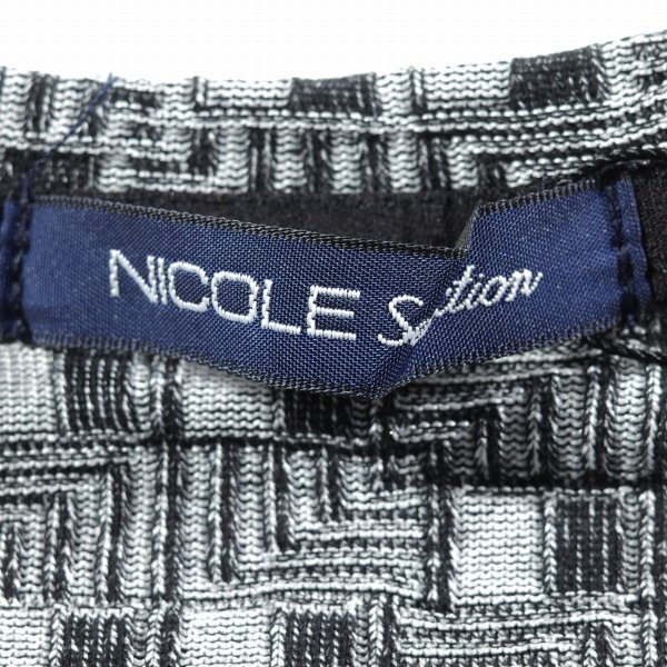 新品1円～★ニコル セレクション NICOLE selection 半袖 ストレッチ コットン綿 Vネック 幾何学模様柄 カットソー 50 LL グレー 黒◆3430◆_画像8