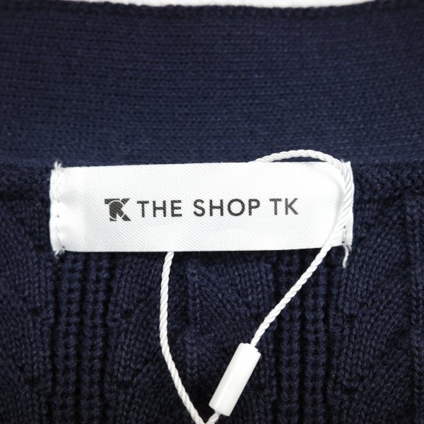  новый товар 1 иен ~*THE SHOP TK Takeo Kikuchi мужской хлопок хлопок длинный рукав коричневый n ключ вязаный кардиган кардиган L темно-синий стандартный магазин подлинный товар *3388*