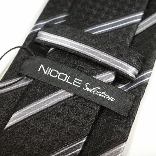 new goods 1 jpy ~* Nicole selection NICOLE selection men's silk silk 100% necktie stripe black black genuine article *3484*
