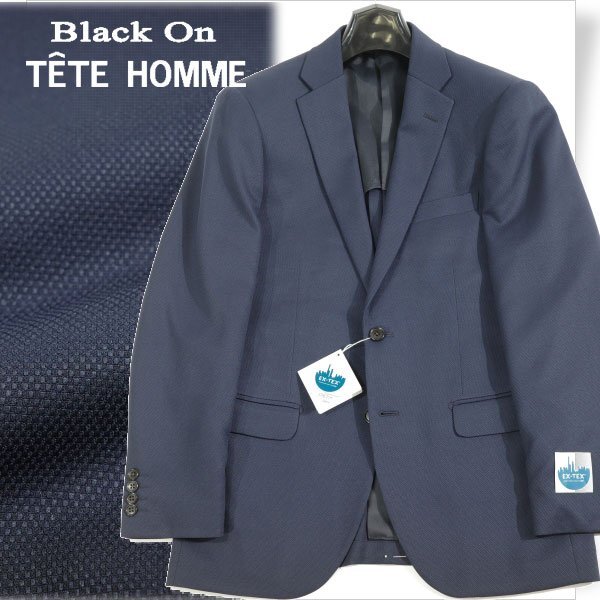 新品1円～★Black On TETE HOMME テットオム 春夏 ストレッチ テーラードジャケット 94A6 ネイビー 紺 ◆3494◆_画像1