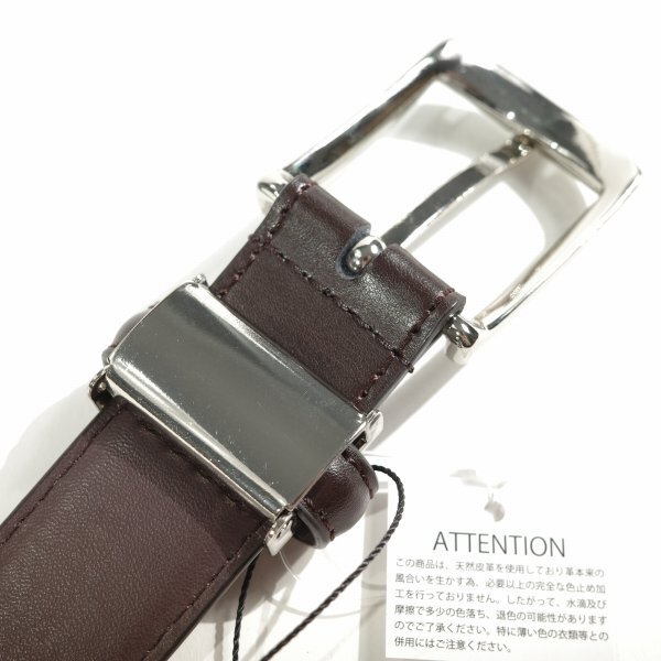 新品1円～★定価0.9万 Black On TETE HOMME テットオム 牛革レザー ビジネスベルト フリーサイズ 本革 茶 ブラウン 本物◆3503◆_画像6