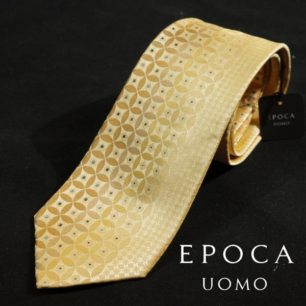 新品1円～★定価1.4万 エポカ ウォモ EPOCA UOMO 日本製 シルク絹100% ネクタイ 織柄 イエロー 正規店本物 ◆3557◆_画像1