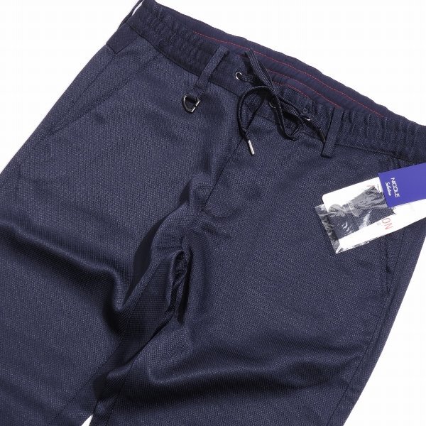  новый товар 1 иен ~* Nicole selection NICOLE selection мужской стрейч распорка брюки 48 L темно-синий глянец текстильный узор легкий брюки *3652*
