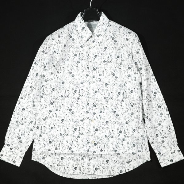 未使用1円～★定価2.6万 ポールスミス Paul Smith 1点もの コットン綿 長袖 Flower Stamp カジュアルシャツ L 白 本物 ◆3858◆_画像3