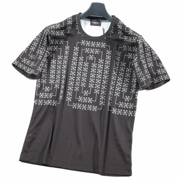 新品1円～★ニコルクラブフォーメン NICOLE CLUB FOR MEN 幾何学模様柄プリント半袖Ｔシャツ カットソー 46 M ブラック 本物 ◆3950◆_画像4