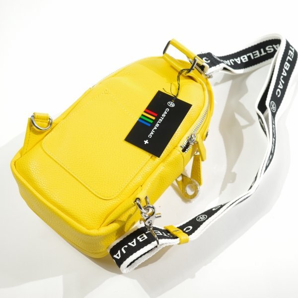  новый товар 1 иен ~*CASTELBAJAC Castelbajac мужской сумка "body" сумка на плечо желтый галоген легкий подлинный товар *4010*