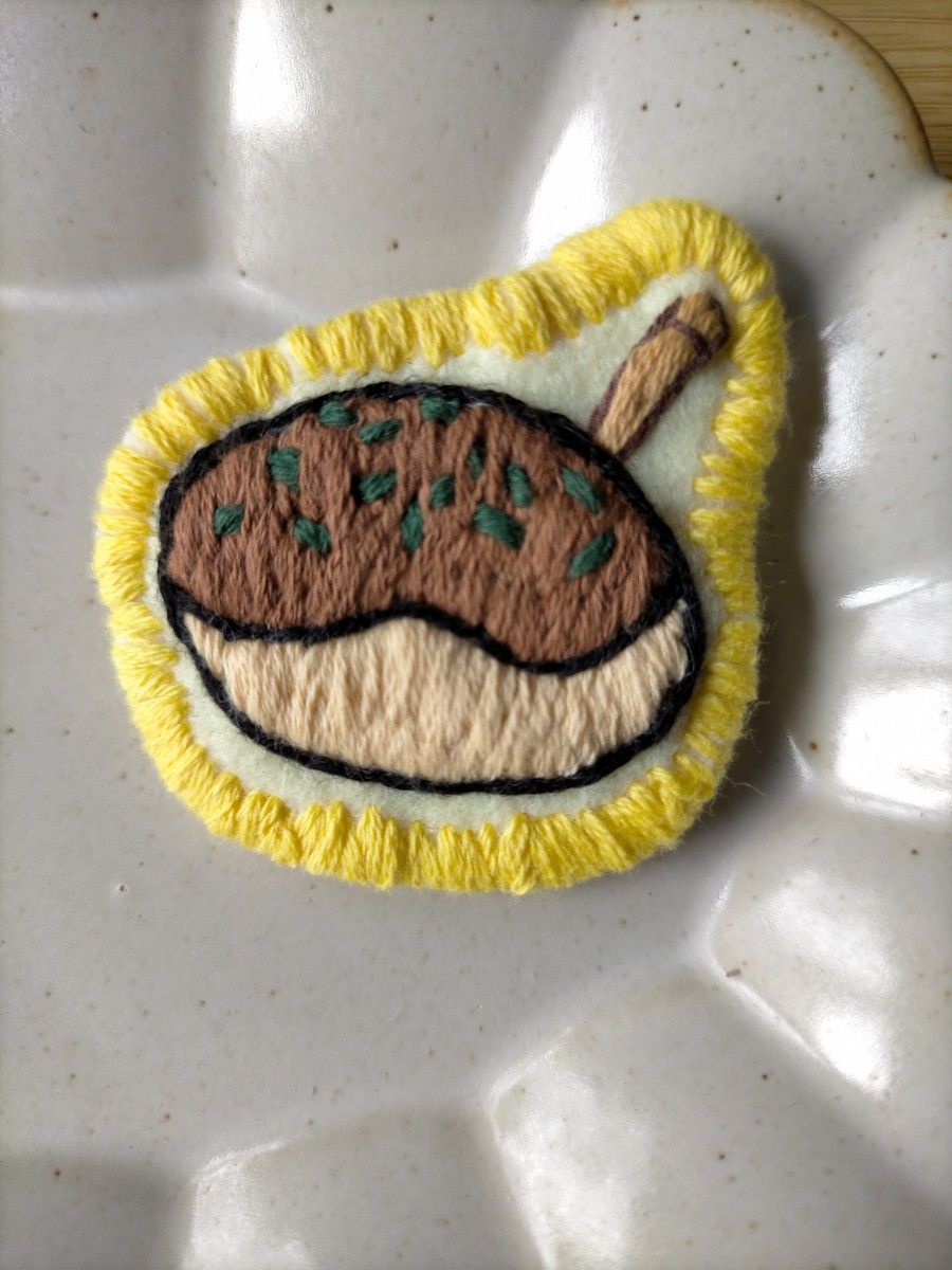 刺繍ブローチ 食べ物 たこやき