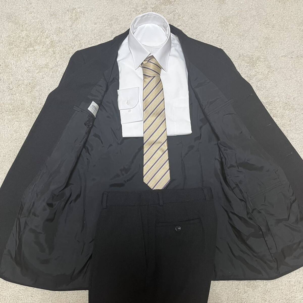 XL! アルマーニ 『紳士の嗜み』 ARMANI COLLEZIONI スーツ セットアップ ジャケット 黒 ブラック 50 の画像3
