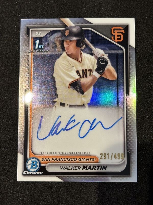 2024 Topps Bowman Chrome Baseball Walker Martin Auto Refractor /499_画像1