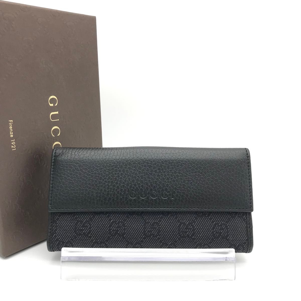 正規品　新品　グッチ財布　グッチ長財布　グッチキャンバス　グッチレザー　GUCCI