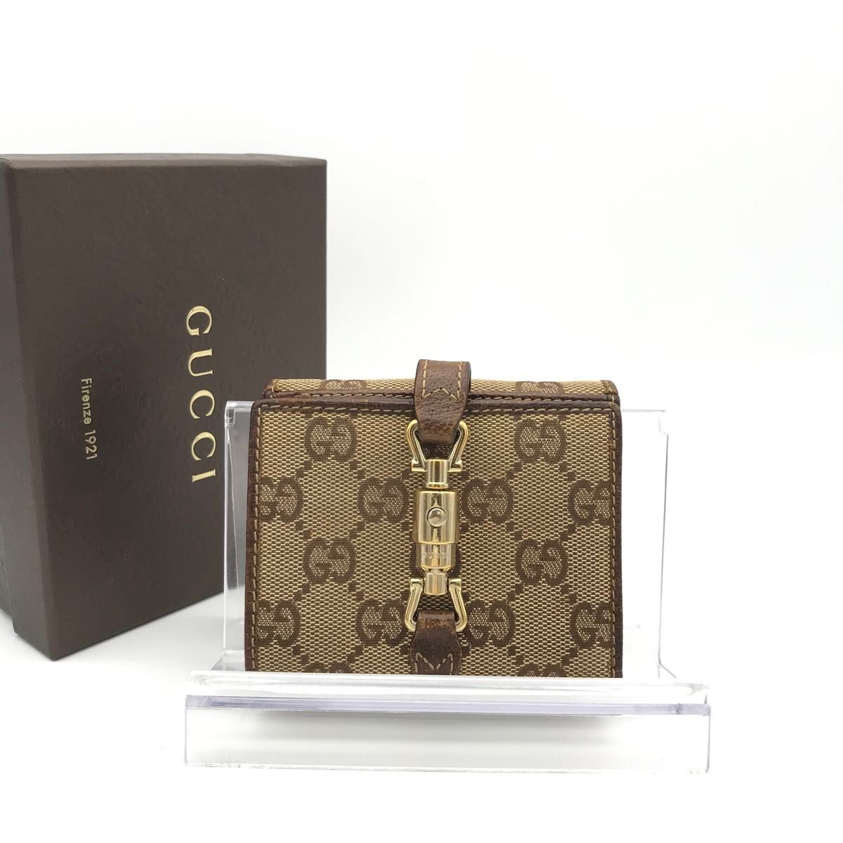 正規品　美品　グッチ財布　グッチ折り財布　グッチキャンバス　グッチジャッキー　GUCCI