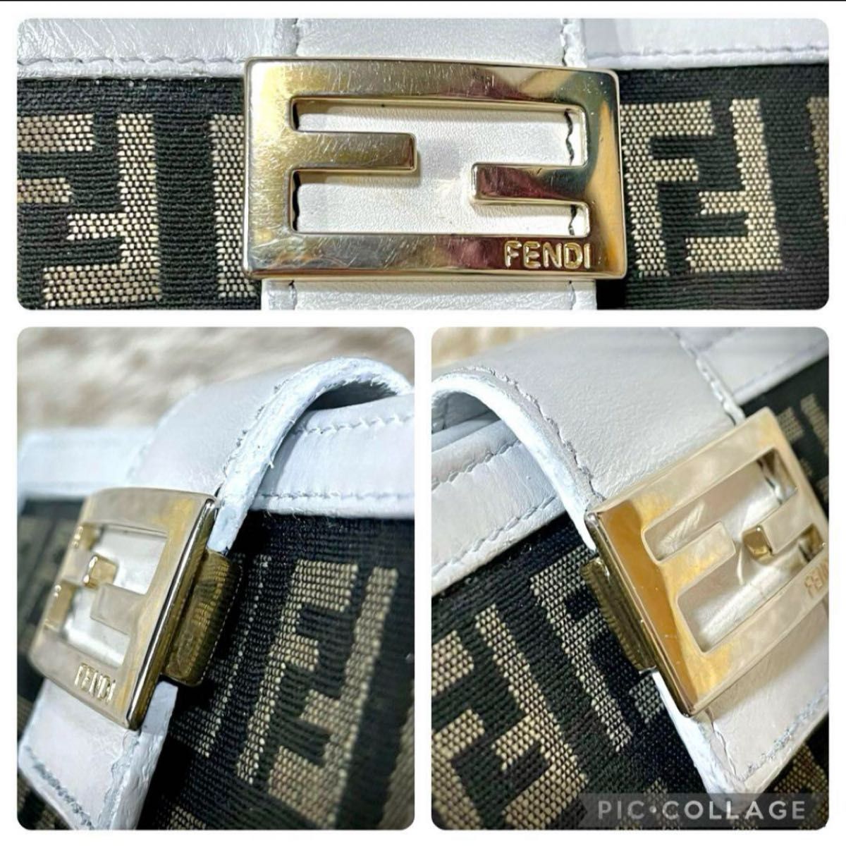 【FENDI/フェンディ/美品】Wホック二つ折り財布【ズッキーノ/FF/小銭入れ/札入れ/カードケース/レザー/本革/ロゴ金具】