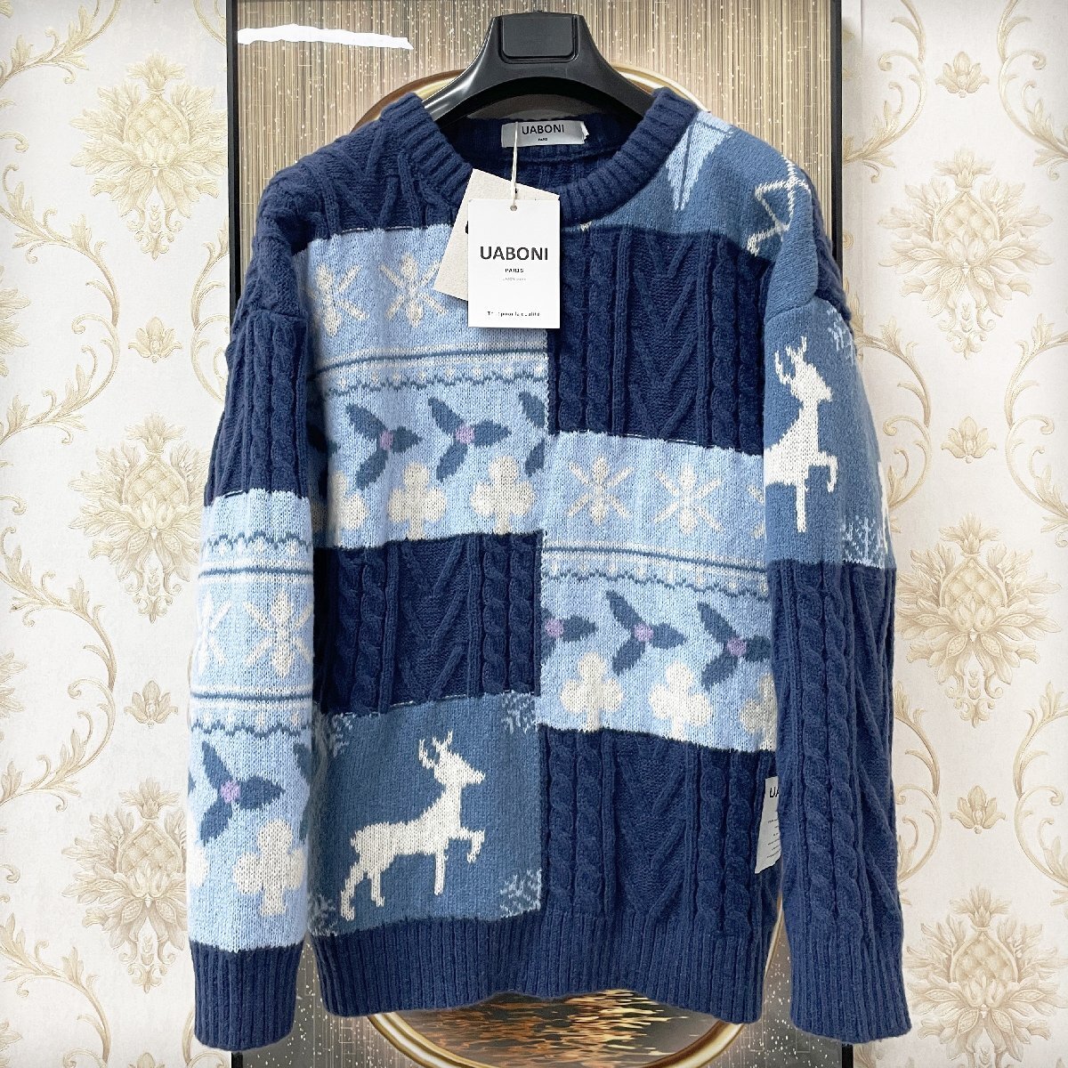  piece .EU made & regular price 5 ten thousand *UABONI*Paris*yuaboni* Christmas limitation * sweater * wool soft .. meat thickness knitted sweatshirt man and woman use 2XL/52 size 