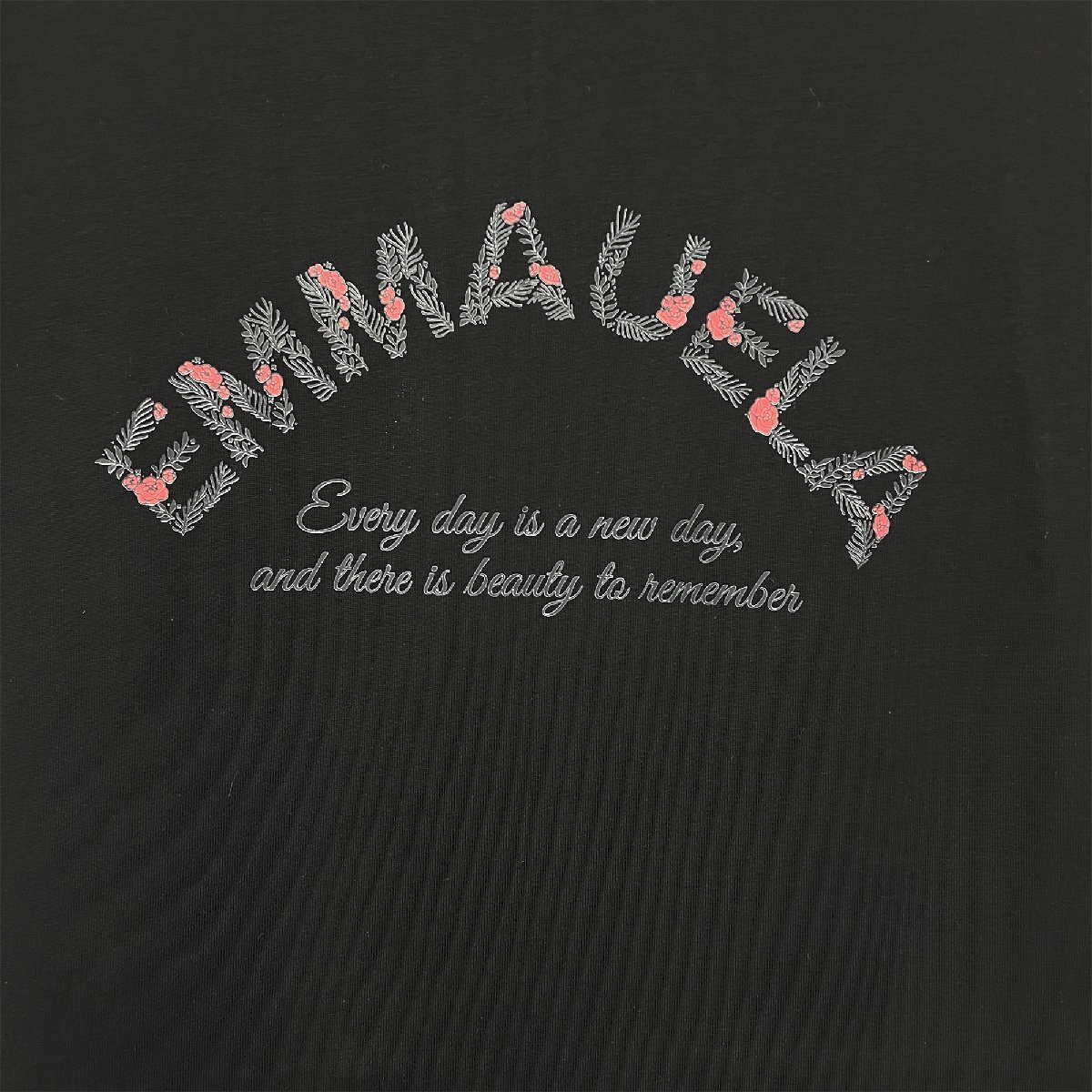 個性・半袖Tシャツ 定価2万◆Emmauela・イタリア・ミラノ発◆コットン100％ 速乾 吸汗 薄手 バラ ロゴ カットソー 定番 男女兼用 M/46_画像3