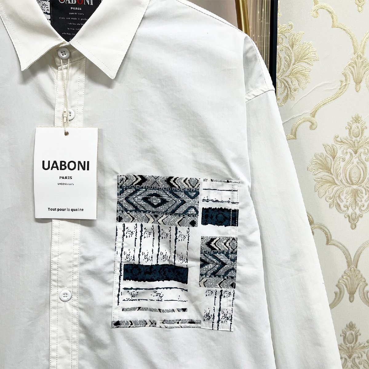 新作EU製＆定価4万◆UABONI*Paris*長袖シャツ*ユアボニ*パリ発◆個性 薄手 快適 ネイティブ柄 トップス トレンド 通学 通勤 夏 M/46_画像6