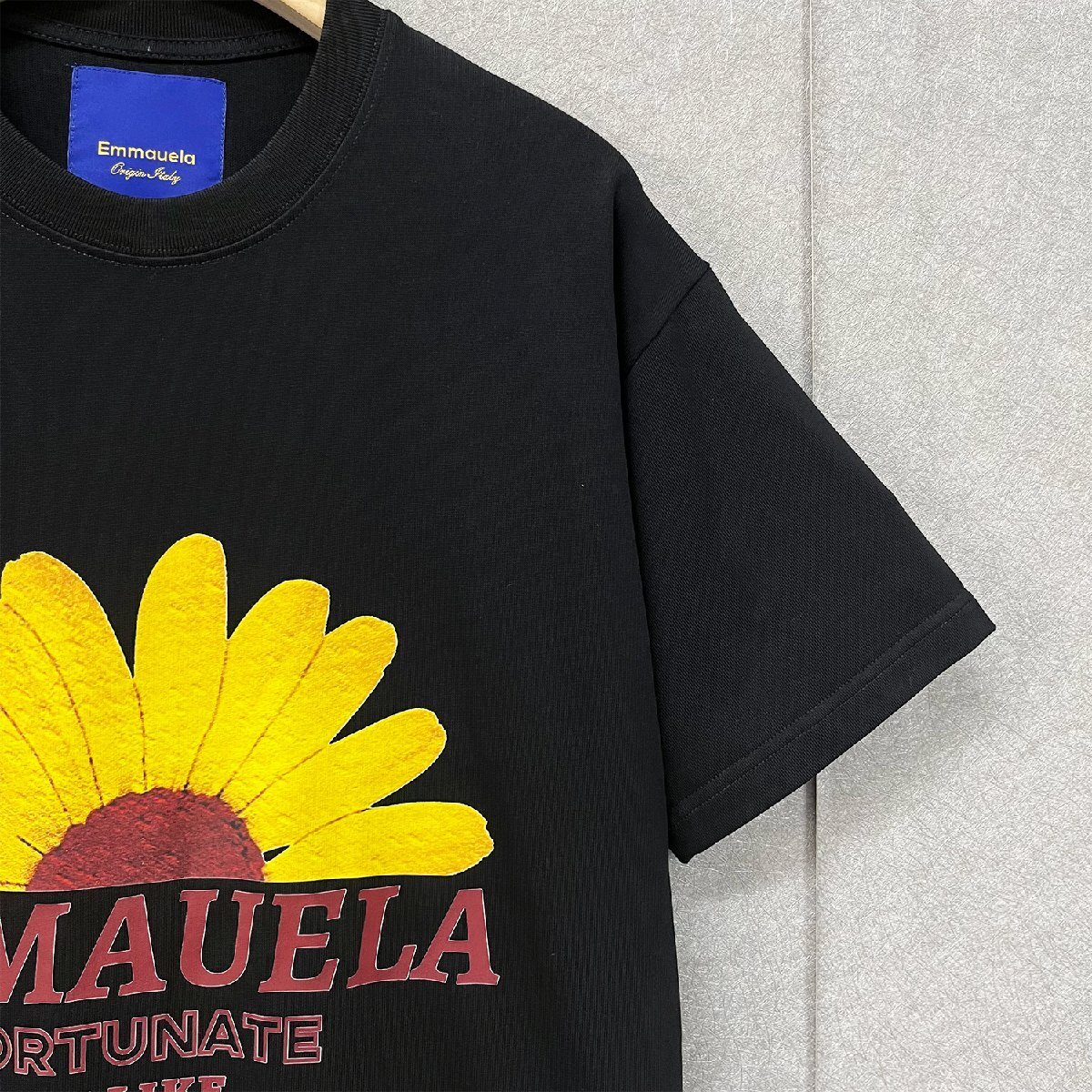 上品・半袖Tシャツ 定価2万◆Emmauela・イタリア・ミラノ発◆コットン100％ 快適 高級 通気 おしゃれ 菊 スウェット カットソー トップスM_画像7