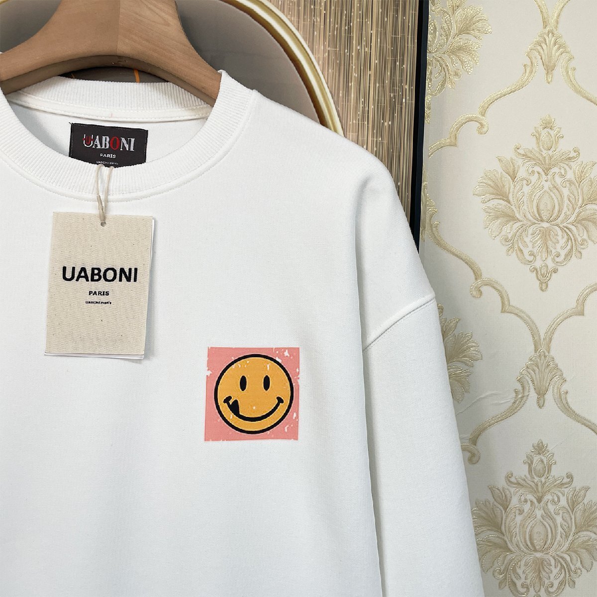 定番EU製＆定価4万◆UABONI*Paris*トレーナー*ユアボニ*パリ発◆コットン ソフト ゆったり 吸湿 笑顔 個性 お洒落 春 スウェット L/48_画像6