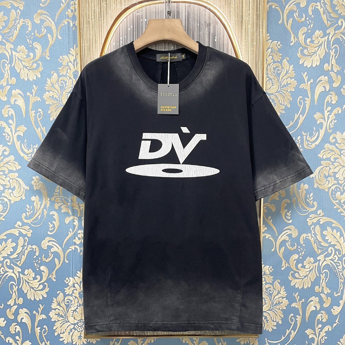 定価2万★christian milada・ミラノ発・半袖Tシャツ★人気 通気 速乾 涼しい ゆったり ダメージ加工 個性 おしゃれ スウェット 夏 M/46_画像1