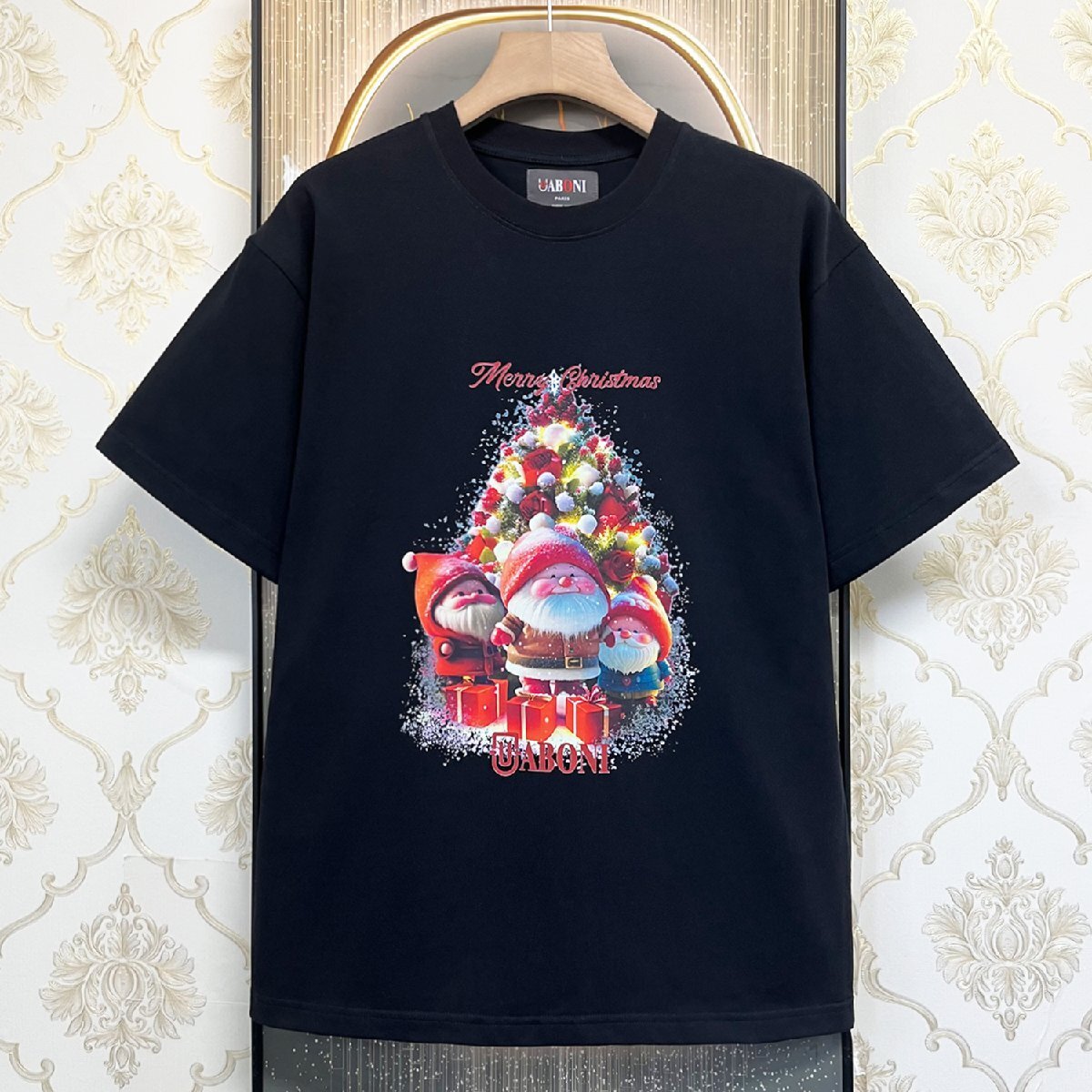 個性EU製＆定価2万◆UABONI*ユアボニ*半袖Tシャツ*フランス*パリ発◆高級 快適 ソフト クリスマス お洒落 スウェット カットソー M/46_画像1