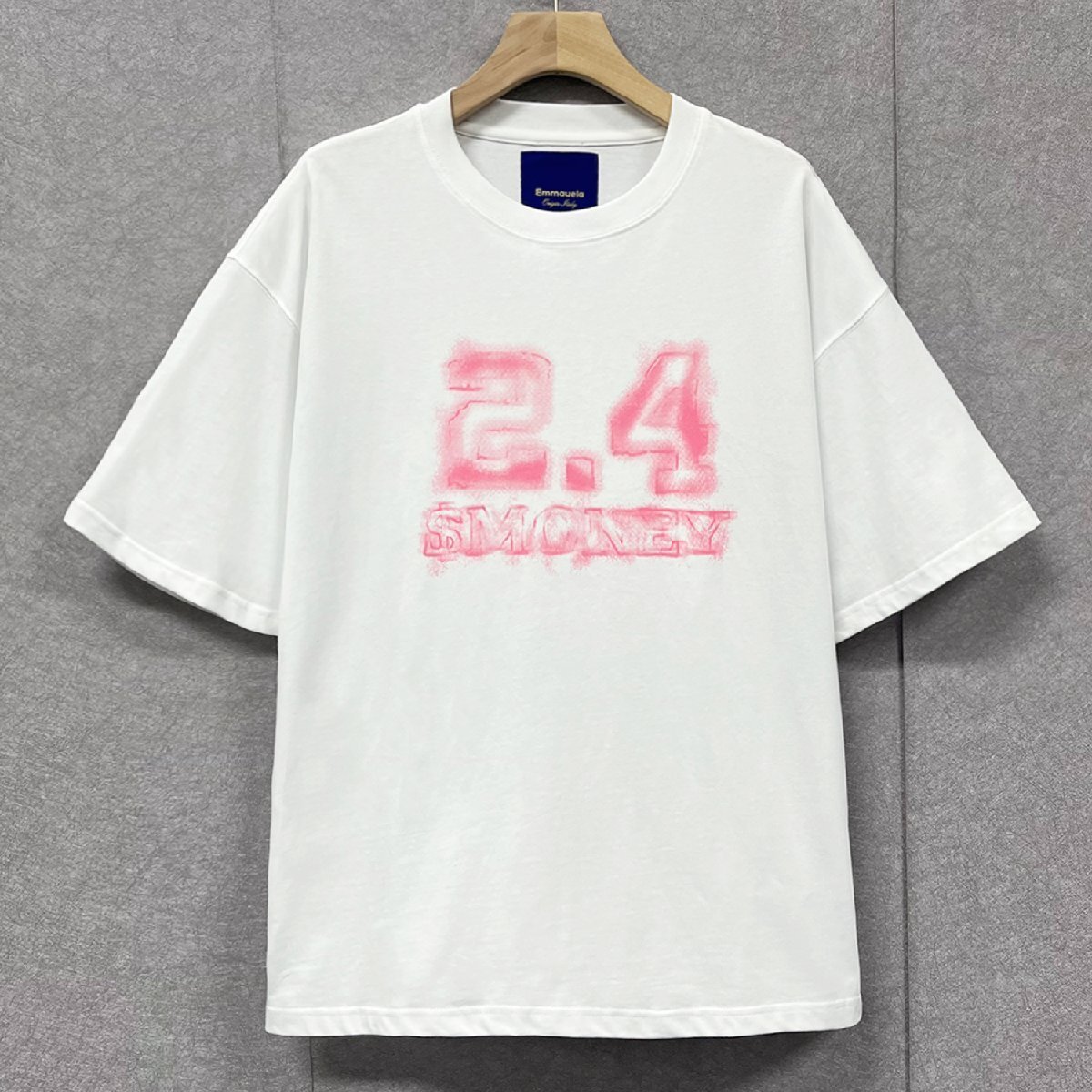 人気・半袖Tシャツ 定価2万◆Emmauela・イタリア・ミラノ発◆コットン100％ 高級 通気 快適 スウェット カップル ユニセックス M/46サイズ_画像1