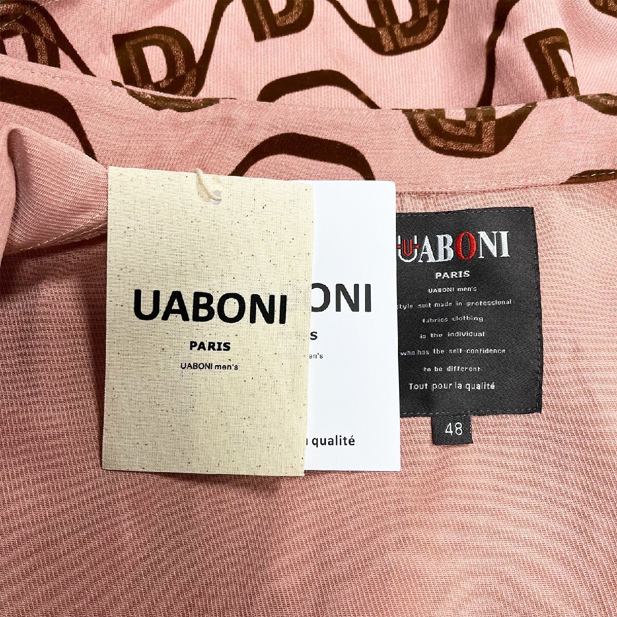 個性EU製＆定価4万◆UABONI*Paris*長袖シャツ*ユアボニ*パリ発◆上品 快適 ソフト お洒落 総柄 トップス アメカジ ユニセックス L/48サイズ_画像8