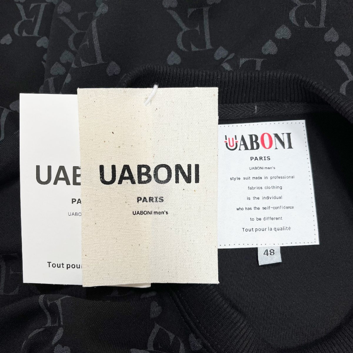 高級EU製＆定価4万◆UABONI*Paris*トレーナー*ユアボニ*パリ発◆上質 薄手 ソフト クマ 英字柄 スウェット 春秋 普段着 ユニセックス M/46_画像7