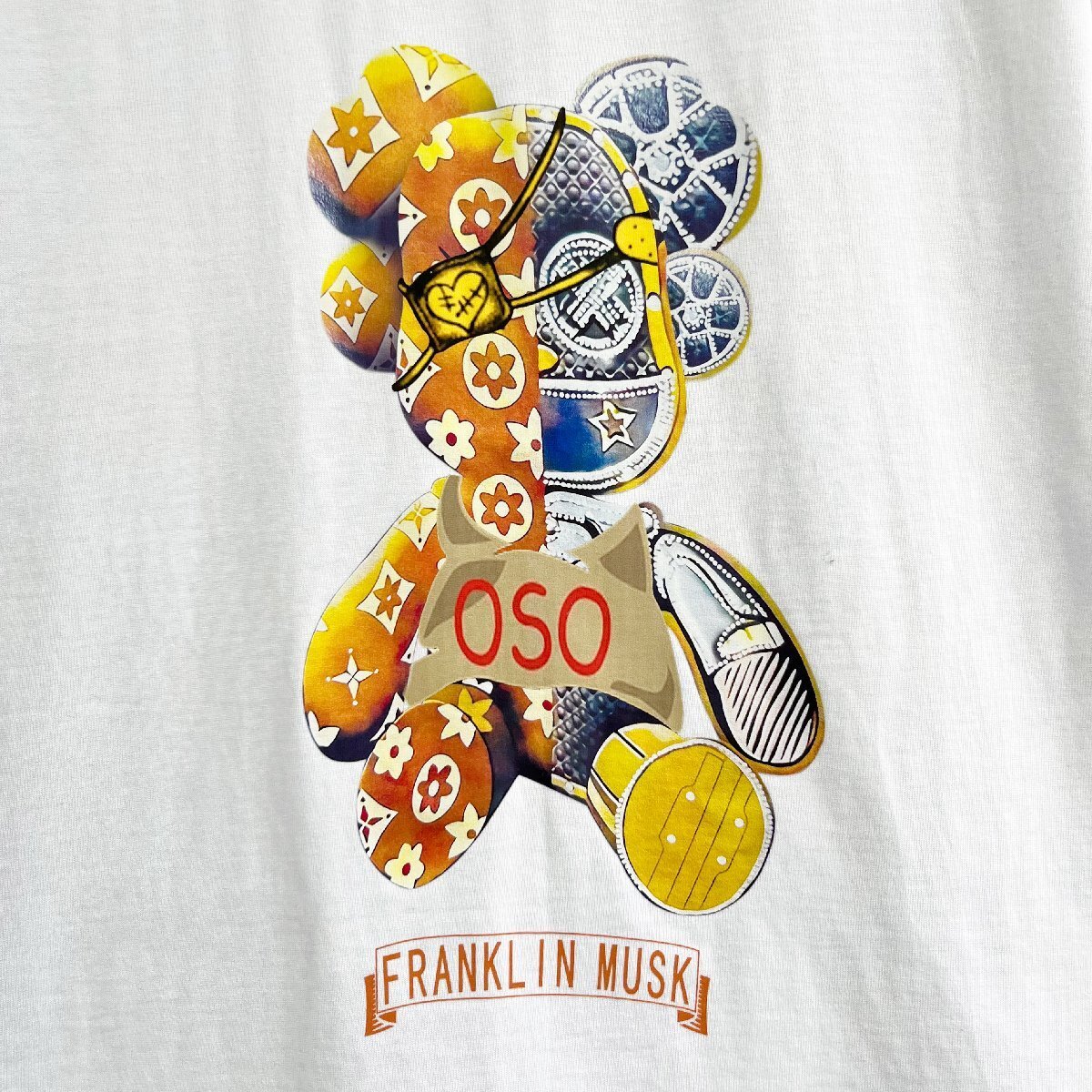 定番 定価2万 FRANKLIN MUSK・アメリカ・ニューヨーク発 半袖Tシャツ 上質 通気 快適 モノグラム アメカジ ベアブリック/Bearbrick サイズ1_画像4