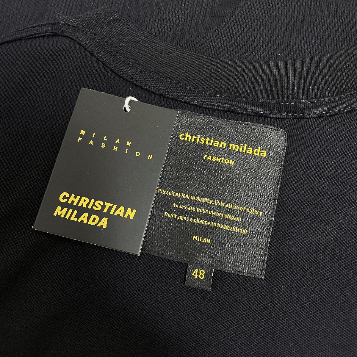 定価2万★christian milada・ミラノ発・半袖Tシャツ★コットン100％ 吸汗 薄手 柔らかい オシャレ 天秤座 きれいめ ユニセックス L/48_画像8