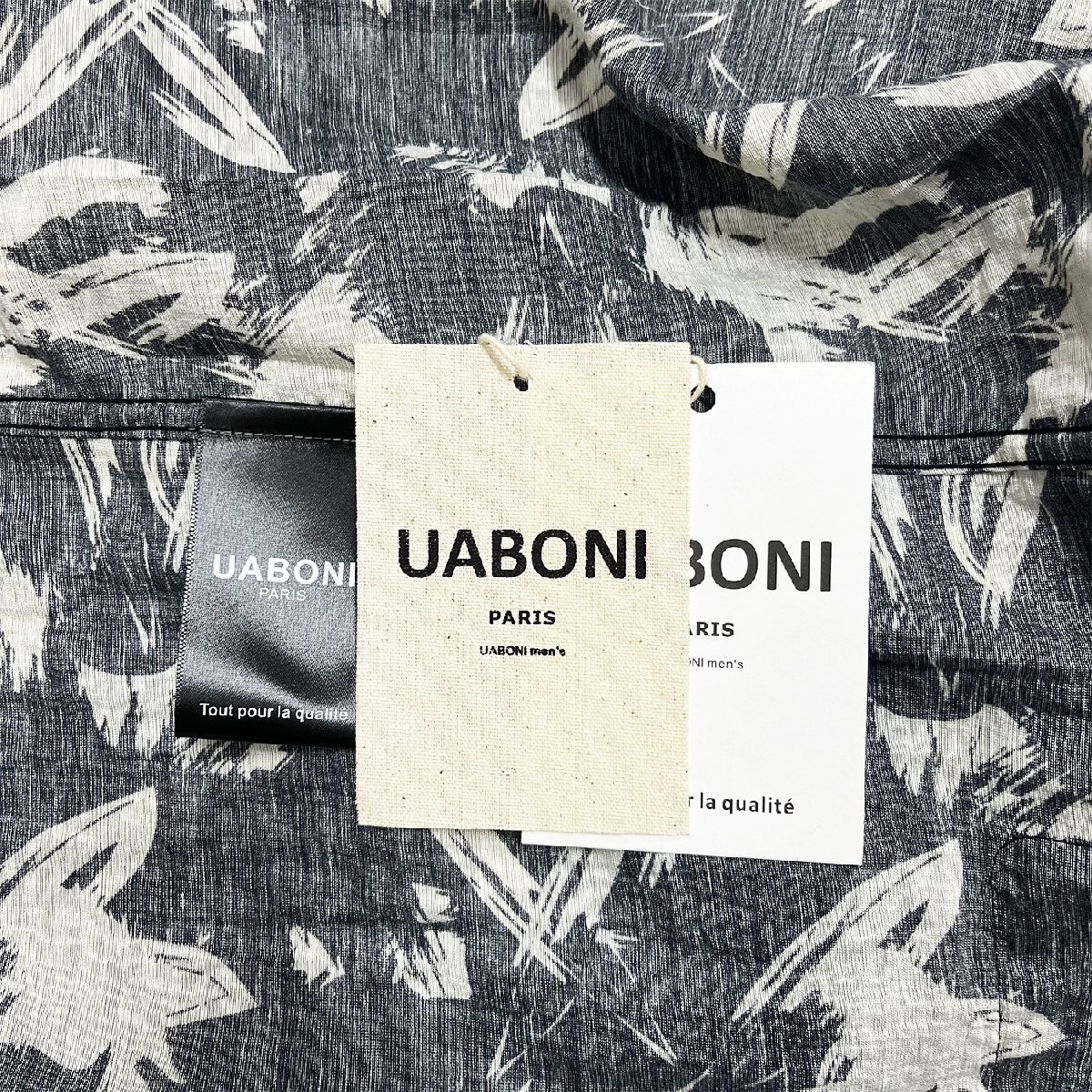 高級EU製＆定価3万◆UABONI*Paris*半袖シャツ*ユアボニ*パリ発◆麻/リネン混 速乾 通気 薄手 ゆったり 総柄 アロハシャツ オシャレ 旅行 M_画像9