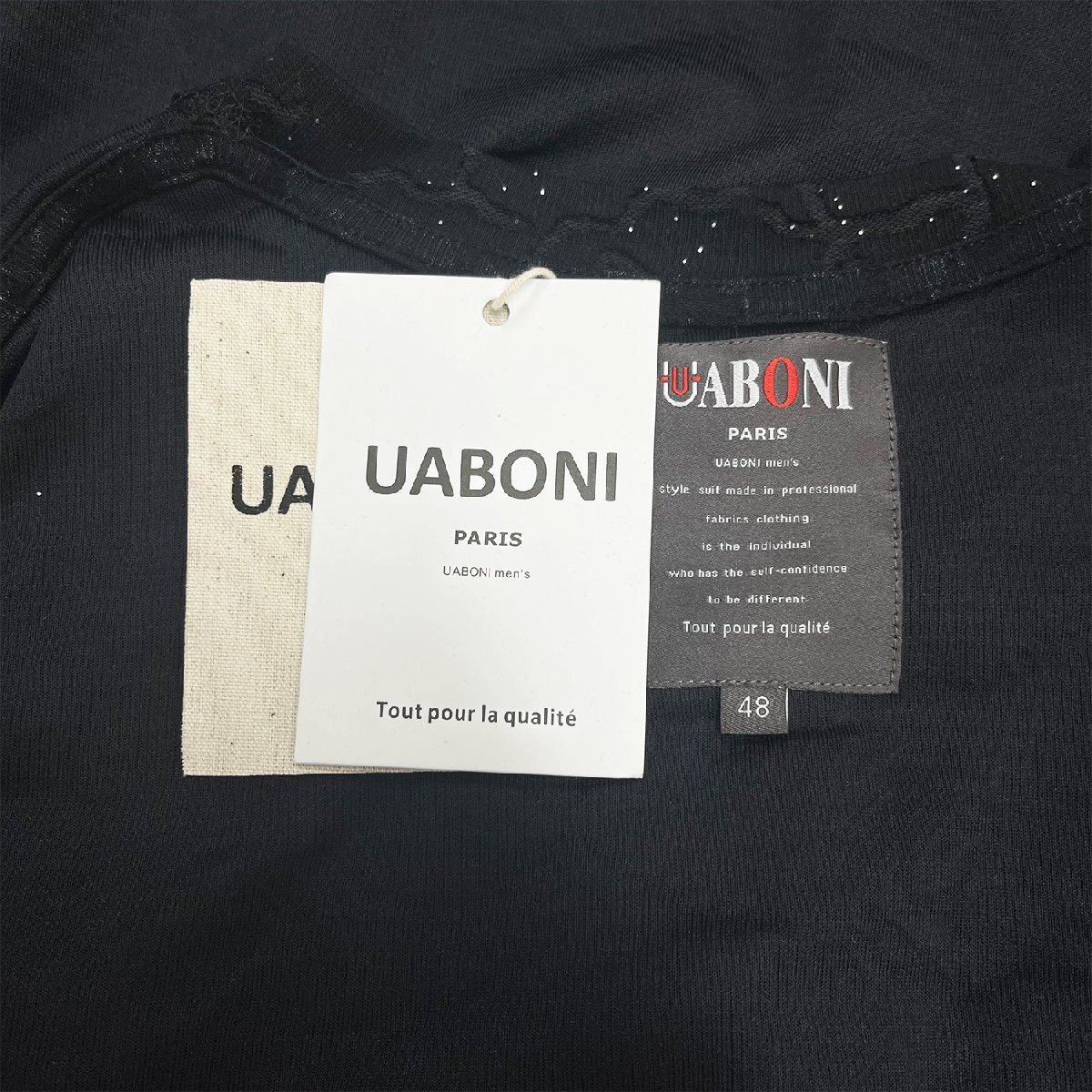 絶賛EU製＆定価2万◆UABONI*Paris*半袖Tシャツ*ユアボニ*フランス◆快適 吸汗 薄手 総柄 キラキラ チェーン カットソー スウェット 街着 L_画像10