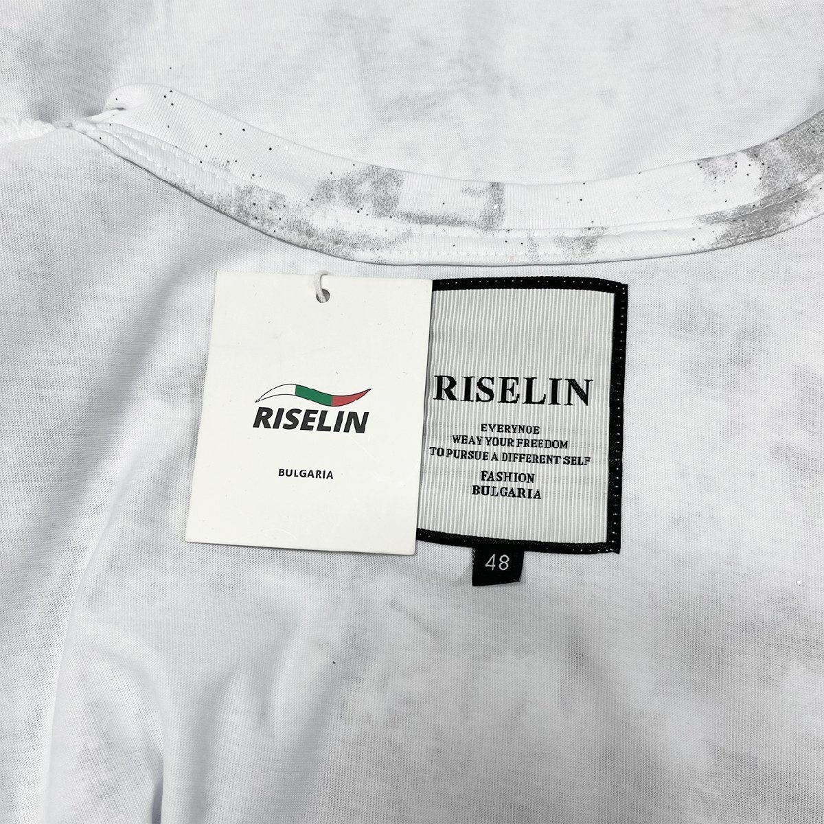 個性ヨーロッパ製※定価2万◆ブルガリア発※RISELIN 半袖Tシャツ 人気 コットン100% キラキラ 英字 蝶 ラインストーン アメカジ 街着 M/46_画像10