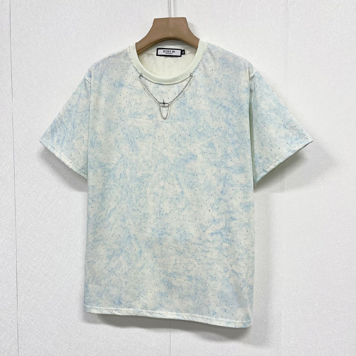 個性ヨーロッパ製※定価2万◆ブルガリア発※RISELIN 半袖Tシャツ 上質綿100％薄手お洒落 ゆったり キラキラ ラインストーン ストリート 2XL_画像8