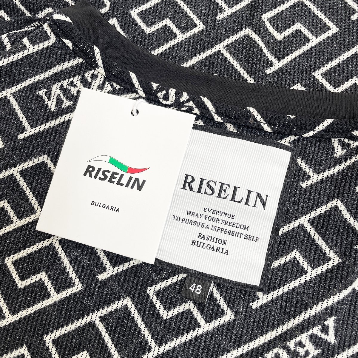 個性ヨーロッパ製※定価2万◆ブルガリア発※RISELIN 半袖Tシャツ コットン混 ソフト 快適 通気 涼しい 幾何柄 透かし編み オシャレ 2XL/52_画像10