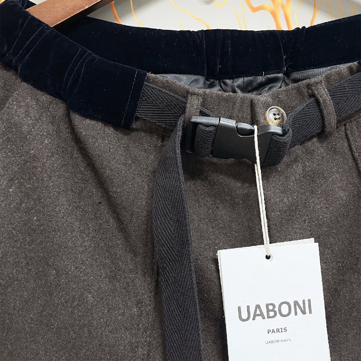 最高級EU製＆定価5万◆UABONI*Paris*スラックス*ユアボニ*パリ発◆高品質カシミヤ ソフト 厚手 通気 ズボン ロングパンツ ボトムス 通勤 L_画像6