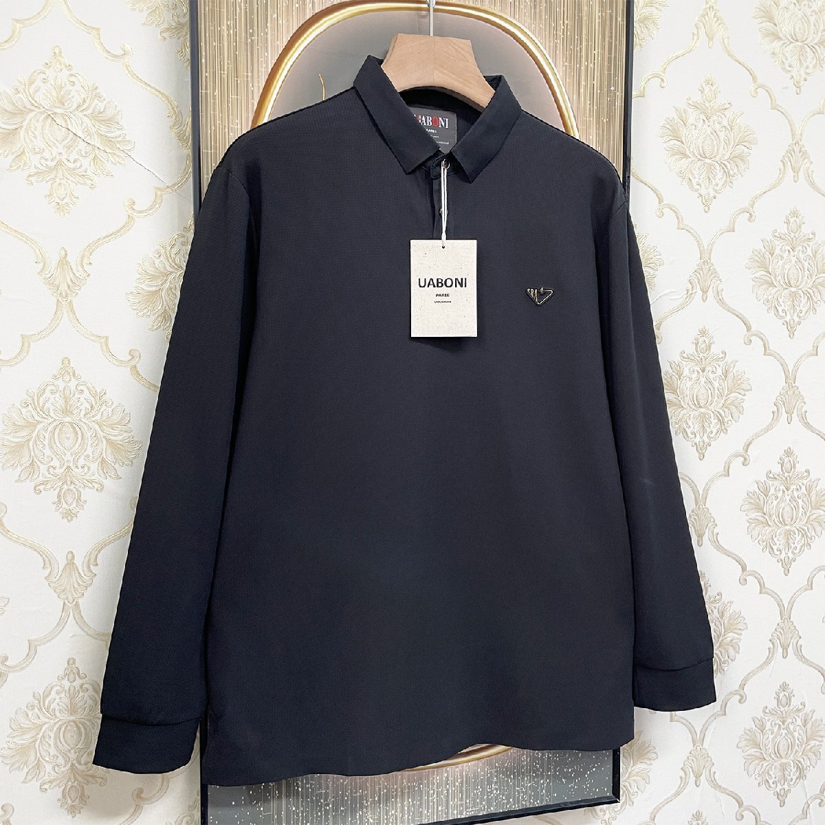 定番EU製＆定価4万◆UABONI*Paris*ポロシャツ*ユアボニ*パリ発◆上質 快適 ソフト POLO 吸汗速乾 無地 通勤 カジュアル 2XL/52サイズ_画像9