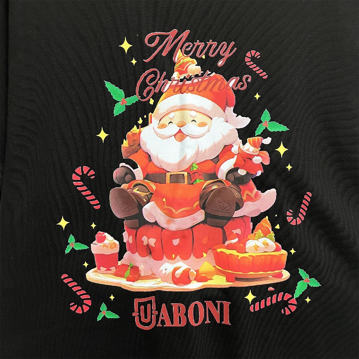 人気EU製＆定価2万◆UABONI*Paris*半袖Tシャツ*ユアボニ*パリ発◆上質 快適 通気 サンタクロース 遊び心 カットソー スウェット 夏 L/48_画像6