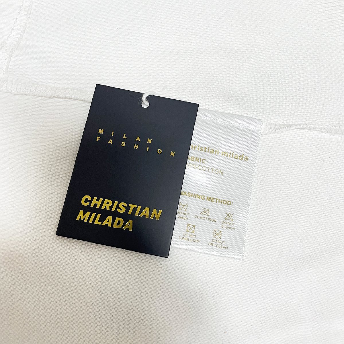 定価2万★christian milada・ミラノ発・半袖Tシャツ★コットン100％ 通気 薄手 英字刺 トップス カットソー ゆったり ユニセックス L_画像9