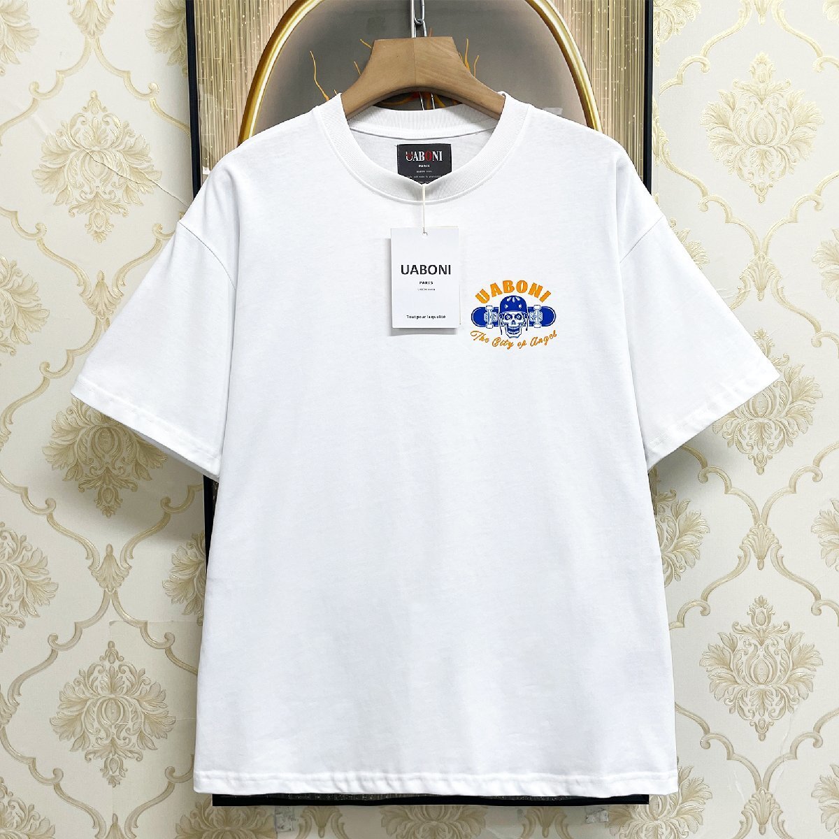 個性EU製＆定価2万◆UABONI*Paris*半袖Tシャツ*ユアボニ*パリ発◆コットン100％ 吸汗 ソフト 快適 遊び心 アメカジ ストリート 街着 L_画像2