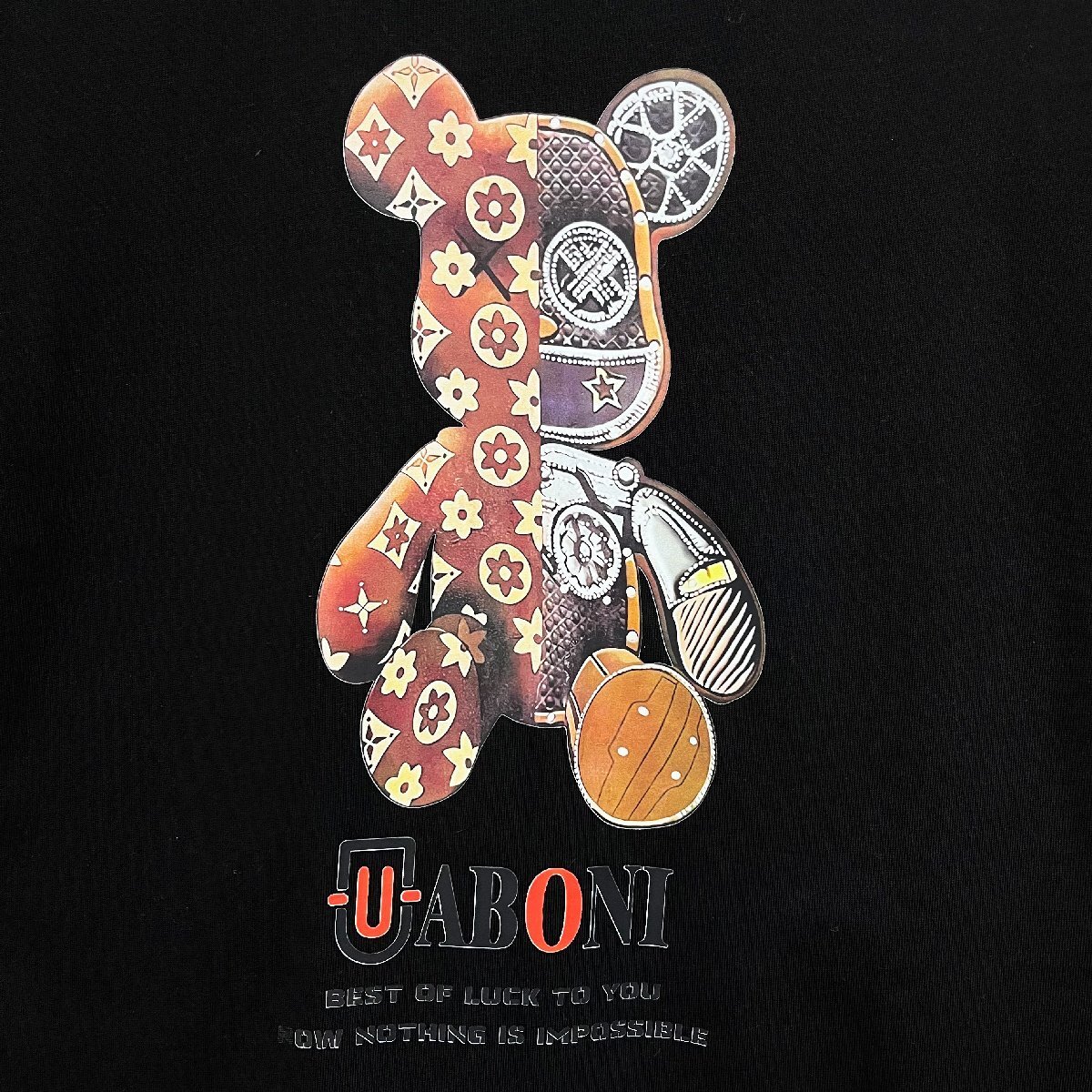 高級EU製＆定価2万◆UABONI*Paris*半袖Tシャツ*ユアボニ*パリ発◆コットン100％ 吸汗 薄手 個性 カットソー モノグラム Bearbrick XL/50_画像3