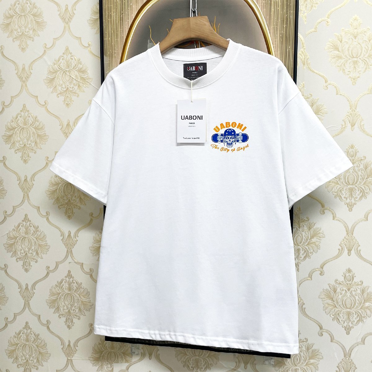 個性EU製＆定価2万◆UABONI*Paris*半袖Tシャツ*ユアボニ*パリ発◆コットン100％ 吸汗 ソフト 快適 遊び心 アメカジ ストリート 街着 XL_画像10