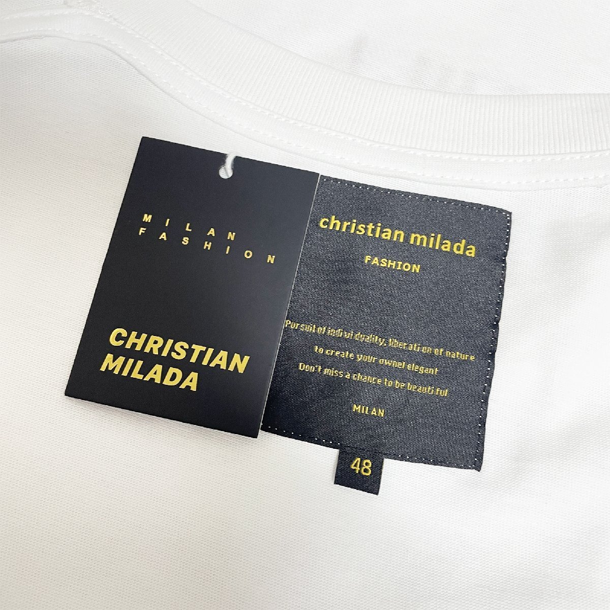 定価2万★christian milada・ミラノ発・半袖Tシャツ★コットン100％ 人気 薄手 個性 クリスマス トップス カットソー プレゼント L/48_画像8