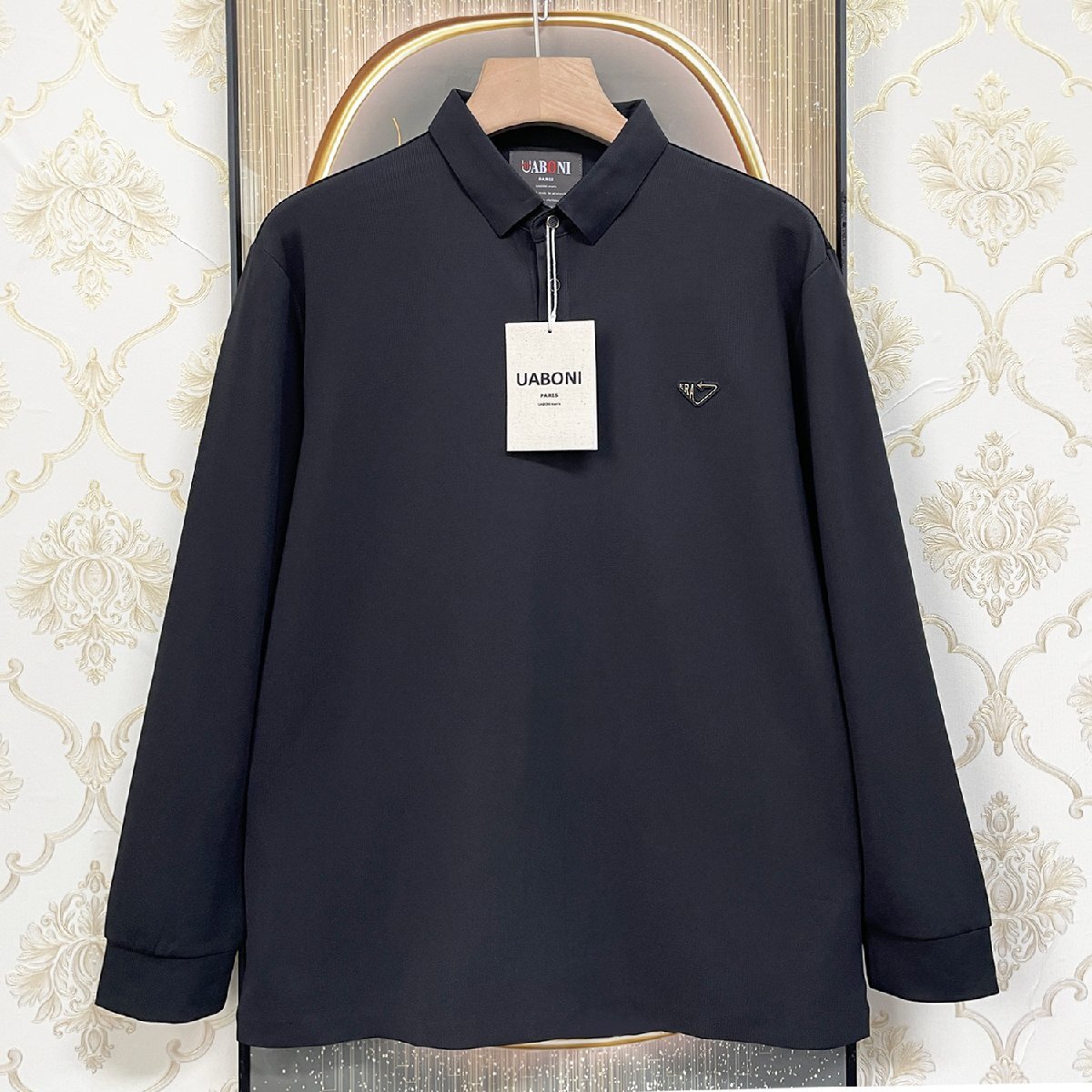 定番EU製＆定価4万◆UABONI*Paris*ポロシャツ*ユアボニ*パリ発◆上質 快適 ソフト POLO 吸汗速乾 無地 通勤 カジュアル L/48サイズ_画像1