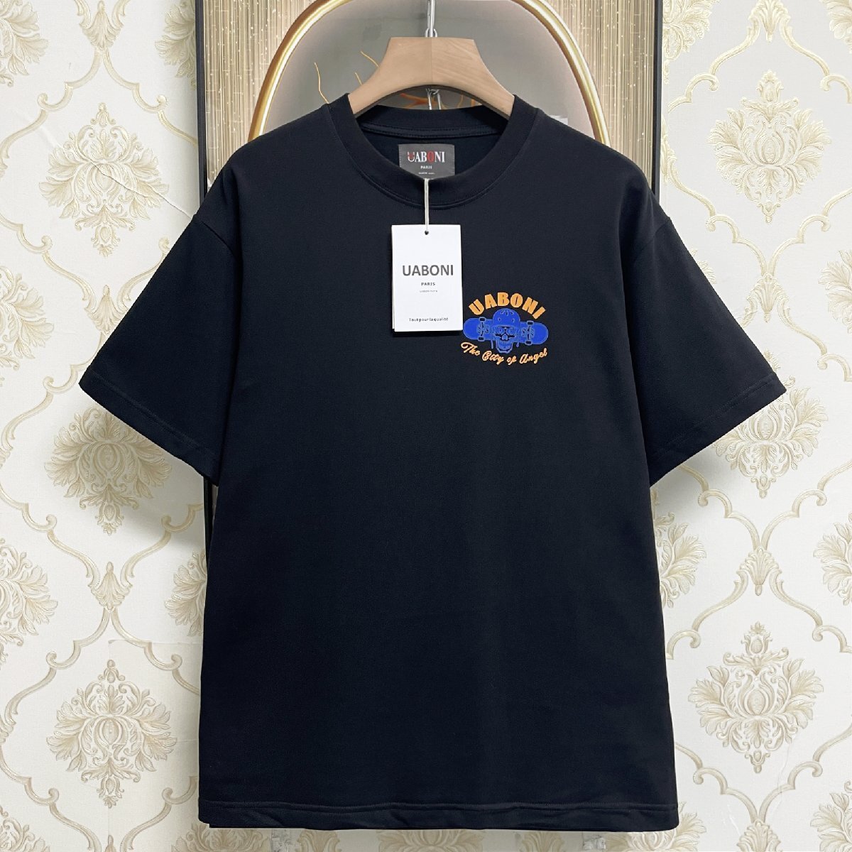 高級EU製＆定価2万◆UABONI*Paris*半袖Tシャツ*ユアボニ*パリ発◆コットン100％ 吸汗 ソフト 快適 遊び心 アメカジ ストリート 街着 M_画像2