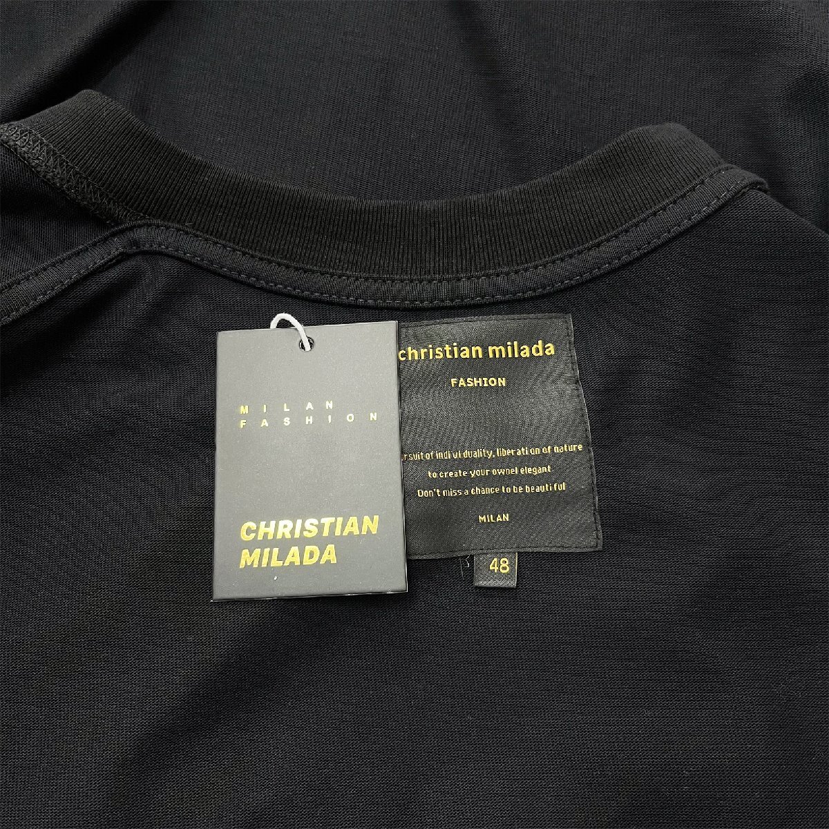 定価2万★christian milada・ミラノ発・半袖Tシャツ★上級 綿100％ 快適 薄手 通気 ロゴ 個性 トップス プルオーバー 夏 男女兼用 L/48_画像8