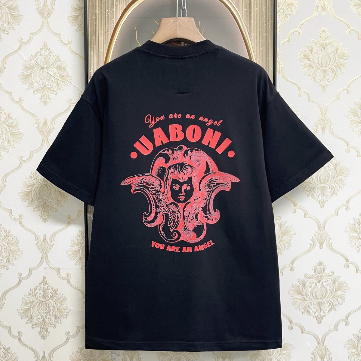 新作EU製＆定価2万◆UABONI*Paris*半袖Tシャツ*ユアボニ*パリ発◆上質 通気 薄手 個性 キューピッド カットソー ユニセックス 夏 2XL/52_画像1