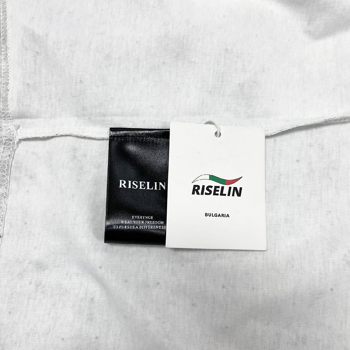 個性ヨーロッパ製※定価2万◆ブルガリア発※RISELIN 半袖Tシャツ 上質綿100％ 薄手 快適 ゆったり キラキラ ラインストーン 街着 夏 M/46_画像9