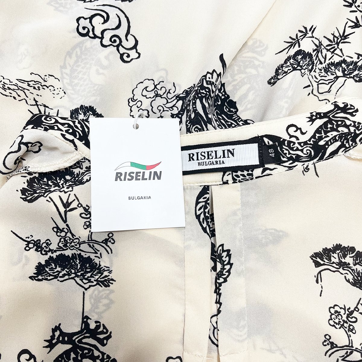  highest peak Europe made * regular price 4 ten thousand * BVLGARY a departure *RISELIN blouse high class silk . thin speed ... feeling easy dragon pattern put on .. lady's commuting XL