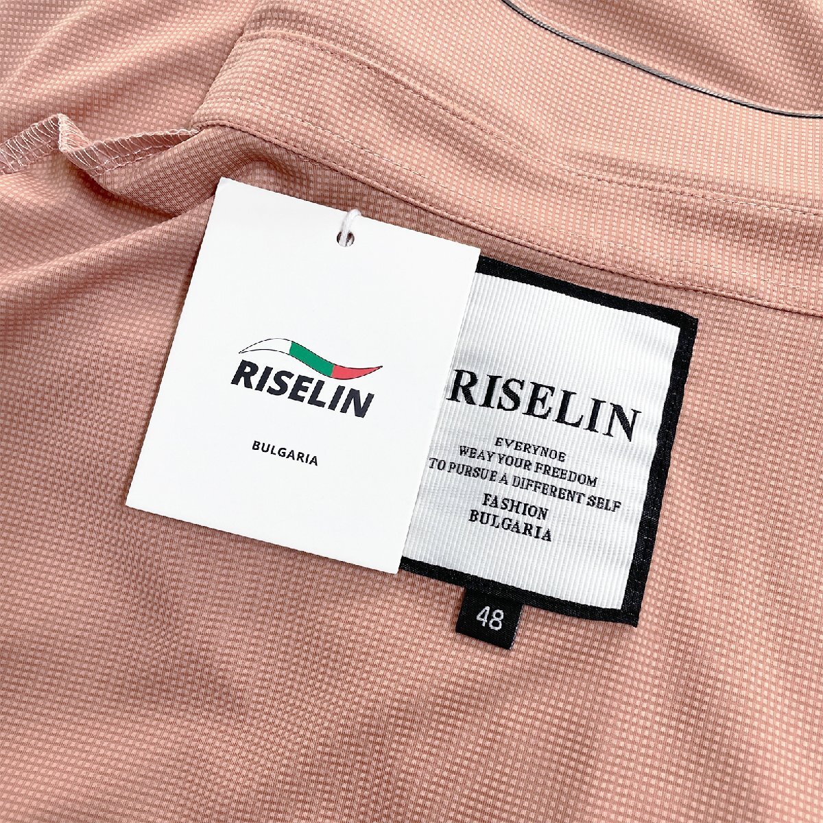 人気ヨーロッパ製※定価3万◆ブルガリア発※RISELIN 半袖ポロシャツ 高級シルク混 ソフト 清涼感 洗練 チェック柄 定番 POLO 通勤 M/46_画像9