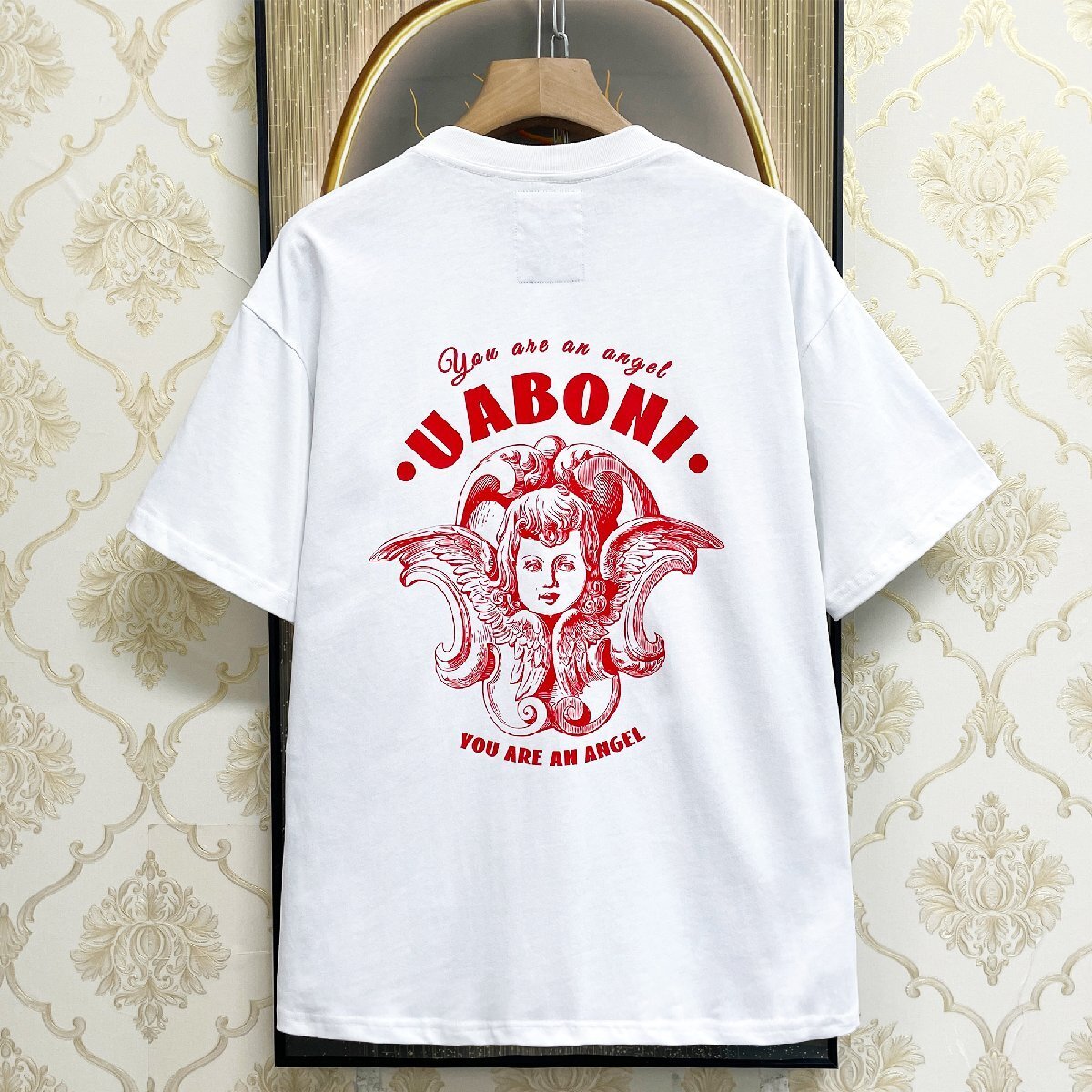 高級EU製＆定価2万◆UABONI*Paris*半袖Tシャツ*ユアボニ*パリ発◆上質 通気 薄手 個性 キューピッド カットソー ユニセックス 夏 M/46_画像1