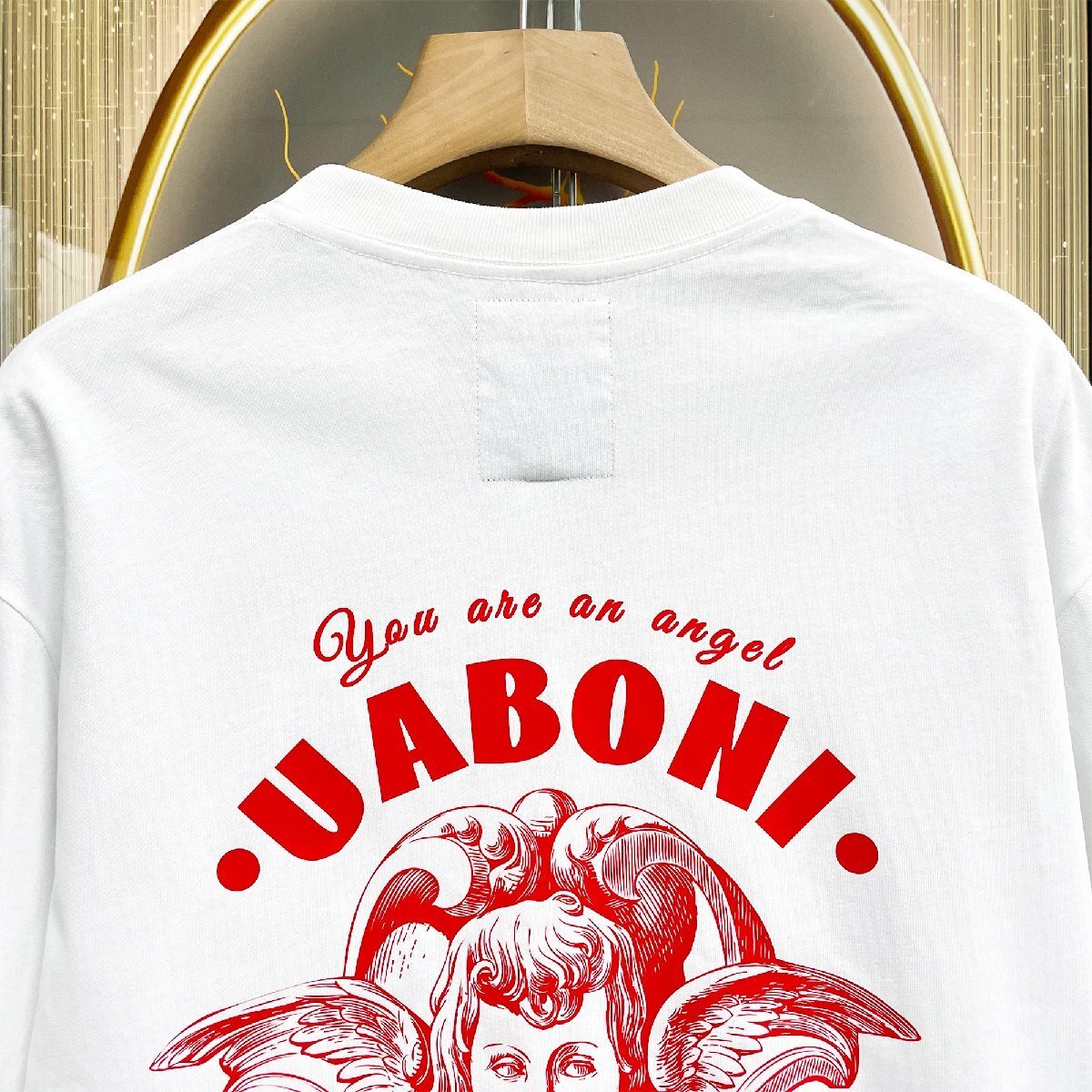 高級EU製＆定価2万◆UABONI*Paris*半袖Tシャツ*ユアボニ*パリ発◆上質 通気 薄手 個性 キューピッド カットソー ユニセックス 夏 L/48_画像4